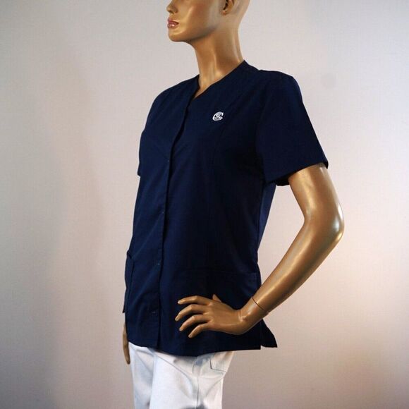 Lady Edwards Womens Size S Top Work Uniform Navy Blue - Picture 5 of 8